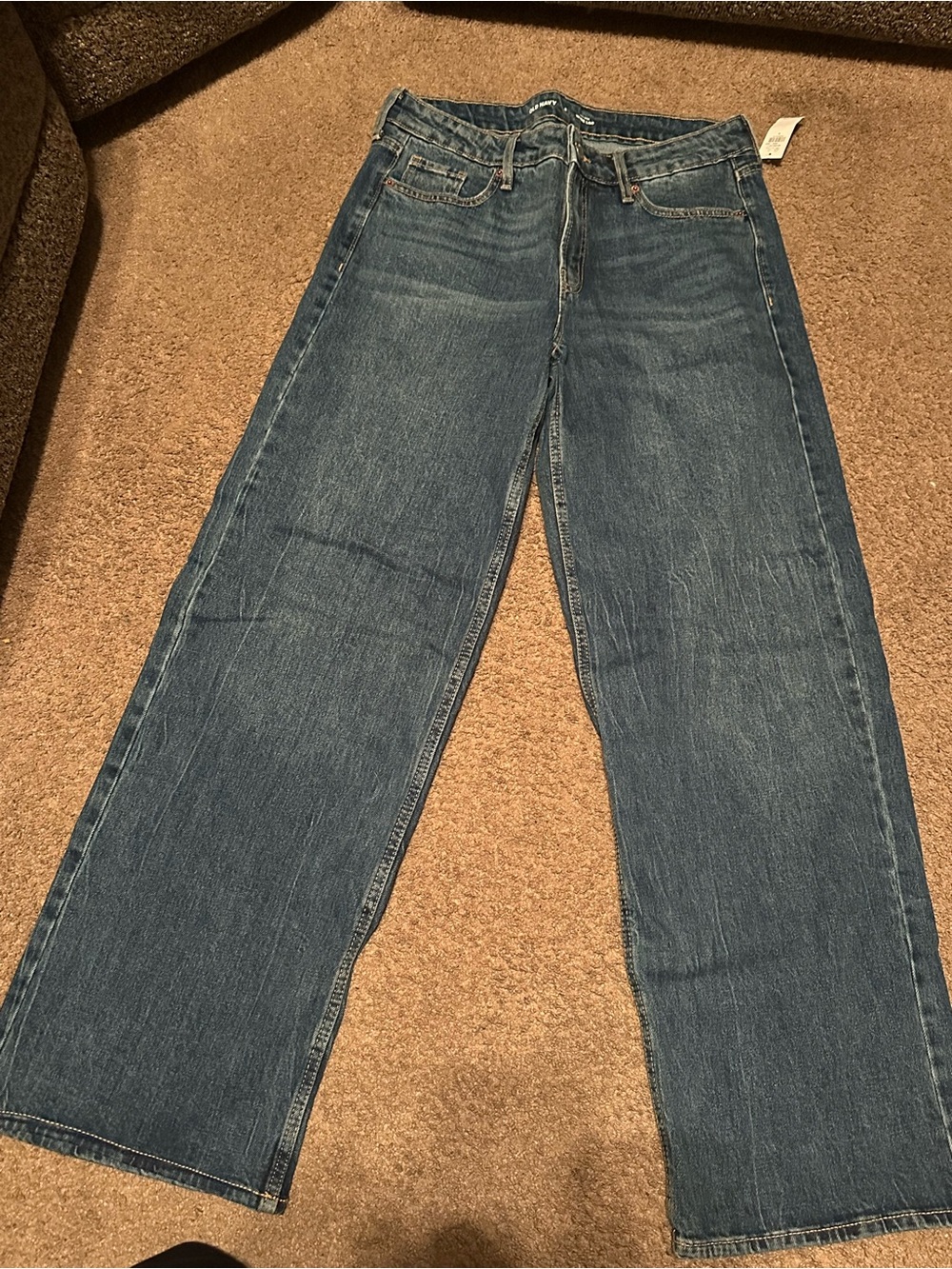 Old Navy women’s Relaxed Wide-Leg Denim Jeans - Medium Blue Wash